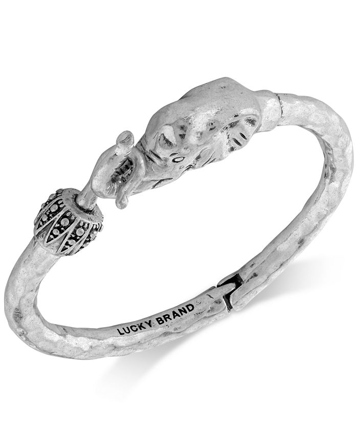 Lucky Brand - Bracelet, Silver-Tone Elephant Cuff Bracelet