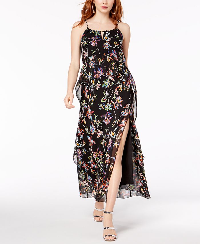 Bar III Floral Print Ruffled Maxi Dress, Created for Macy's - Macy's