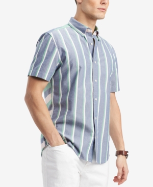 TOMMY HILFIGER MEN'S CALVIN CLASSIC FIT STRIPED SHIRT, CREATED FOR MACY'S
