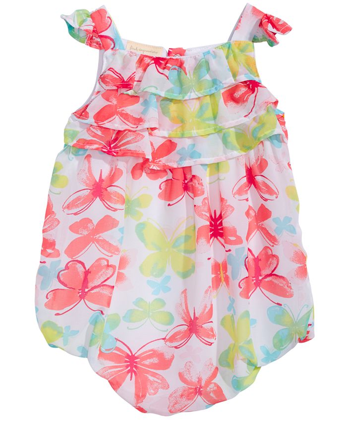 First Impressions Baby Girls Butterfly-Print Bubble Romper, Created for ...