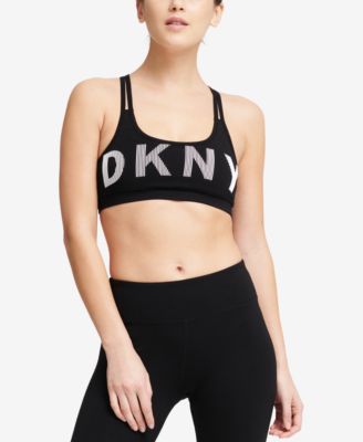 DKNY - Logo Low-Impact Strappy-Back Sports Bra
