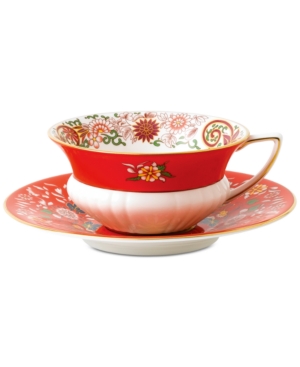 Shop Wedgwood Wonderlust Crimson Orient Teacup & Saucer In Multi