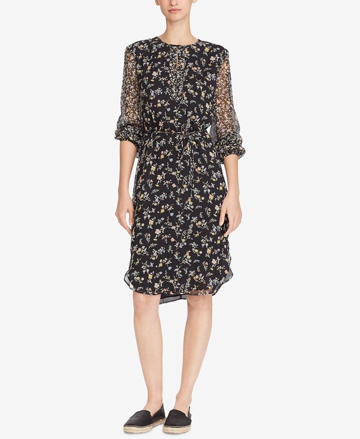lauren ralph lauren botanical print georgette gown