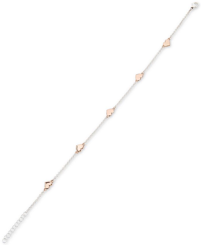 Giani Bernini - Two-Tone Heart Ankle Bracelet in Sterling Silver and 18k Rose Gold-Plate