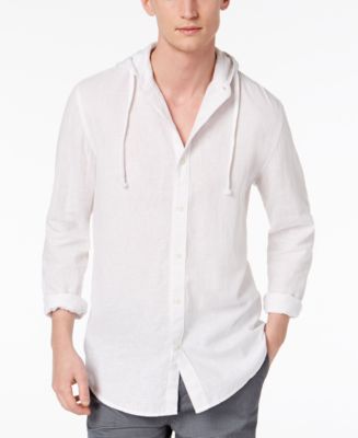 Linen hooded shirt sale