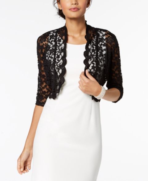 Женские куртки Connected Scalloped Lace Shrug, цвет: Чёрный