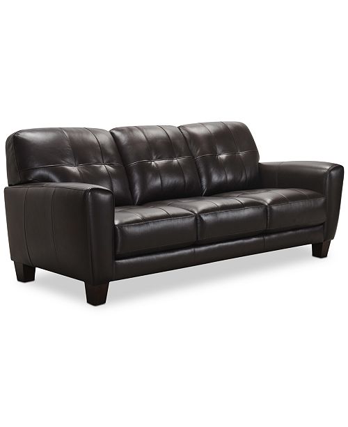 Furniture Kaleb 84 Tufted Leather Sofa Created For Macy S Reviews Furniture Macy S