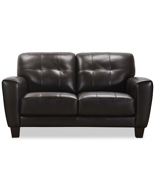 Furniture Kaleb 61 Tufted Leather Loveseat Created For Macy S
