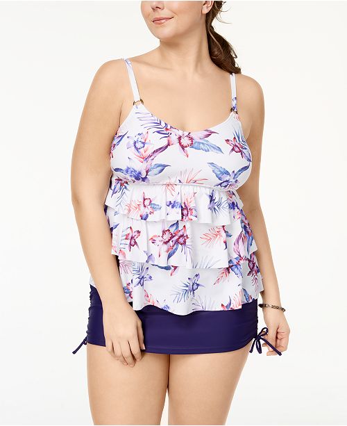Island Escape Plus Size SideTie Swim Skirt, Created for Macy's
