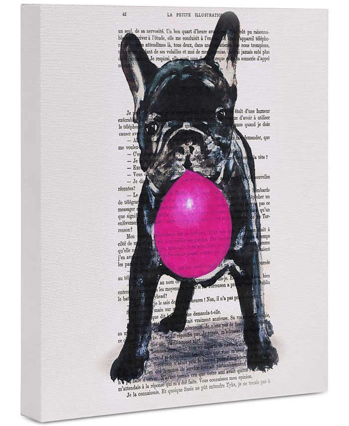 Deny Designs - Coco de Paris Bulldog with Bubblegum 16" x 20" Canvas Wall Art