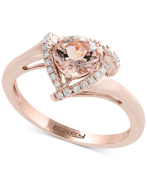 Effy Collection Effy Morganite 3 4 Ct T W Diamond 1 10 Ct T W Ring In 14k Rose Gold Reviews Rings Jewelry Watches Macy S