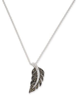 image of Marcasite & Crystal Feather 18