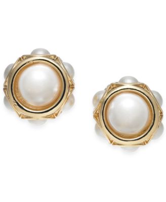 Charter Club - Gold-Tone Imitation Pearl Stud Earrings
