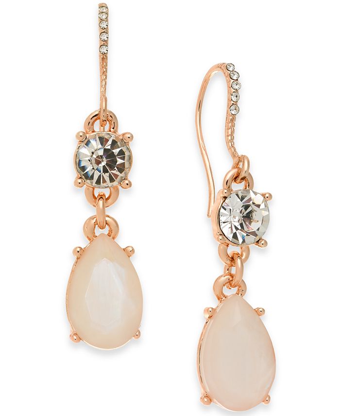 Charter Club Gold-Tone Crystal & Stone Double Drop Earrings, Created ...