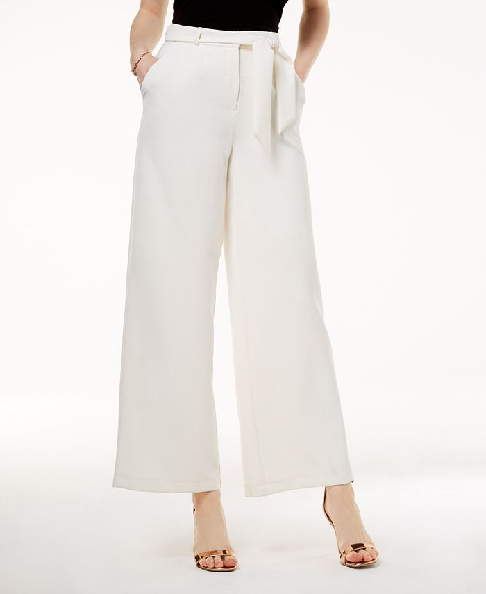The Edit By Seventeen Juniors' Belted Crepe Wide-Leg Pants, Created for ...