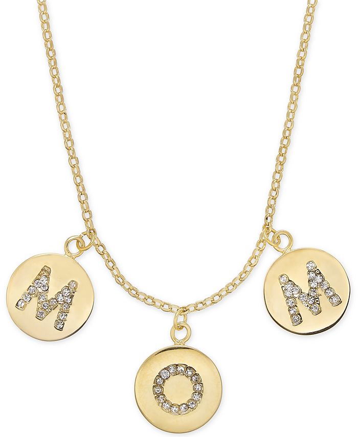 kate spade new york Gold Tone Pav Mom Charm Pendant Necklace 17
