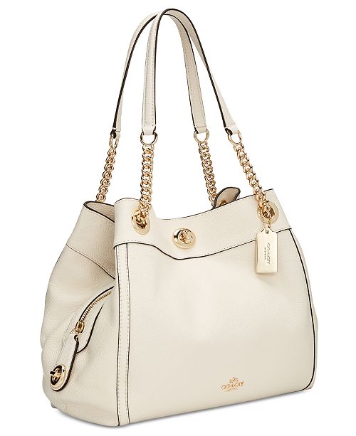 COACH Turnlock Edie Shoulder Bag in Pebble Leather ...