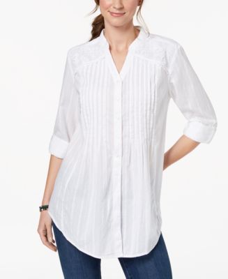Style & Co Pintucked Lace Tunic, Created for Macy's - Macy's