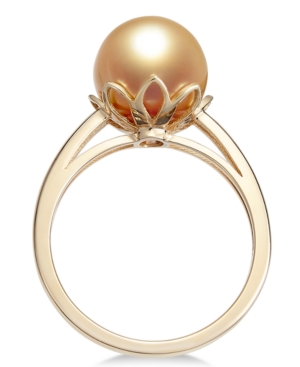 image of Cultured Golden South Sea Pearl (10mm) Ring in 14k Gold