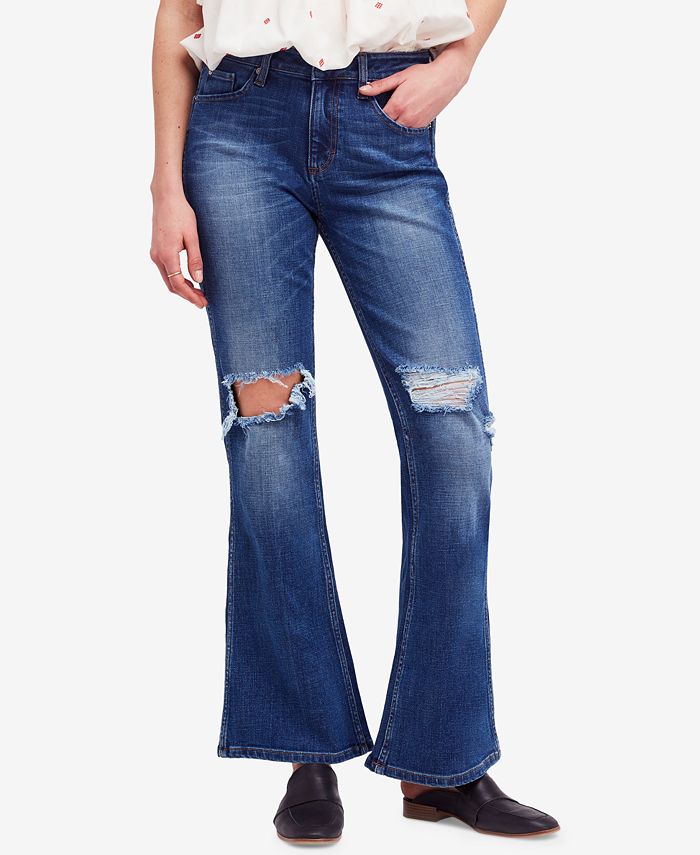 Free People Authentic Ripped Flare Jeans - Macy's