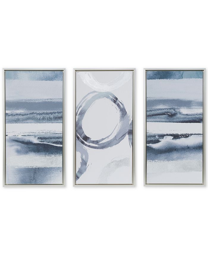 Madison Park - Grey Surrounding 3-Pc. Framed Gel-Coated Canvas Print Set with Silver-Tone Foil