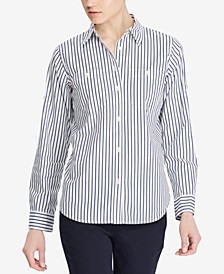 Striped Roll Tab Cotton Pocket Shirt