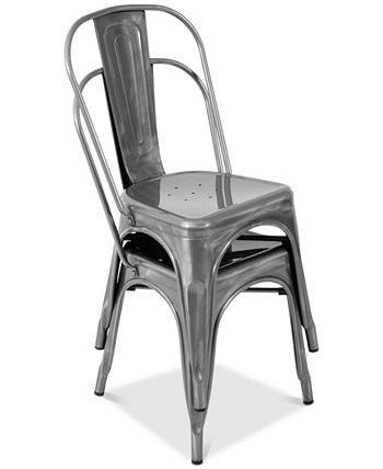 Lumisource - Oregon Silver Dining Chair (Set of 2), Quick Ship