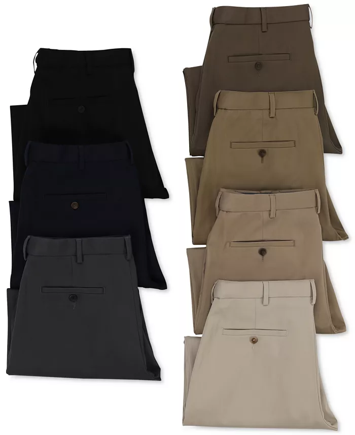 Men's Premium No Iron Khaki Classic Fit Flat Front Hidden Expandable Waist Pant - thumbnail 6