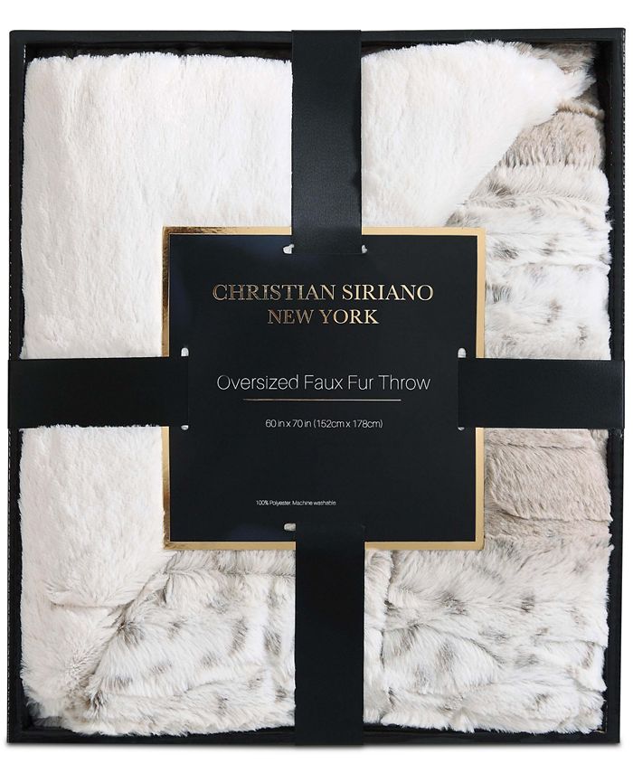Christian Siriano New York Christian Siriano 60" x 70" Snow Leopard Luxury FauxFur Throw Macy's