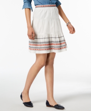 TOMMY HILFIGER COTTON EMBROIDERED SKIRT, CREATED FOR MACY'S