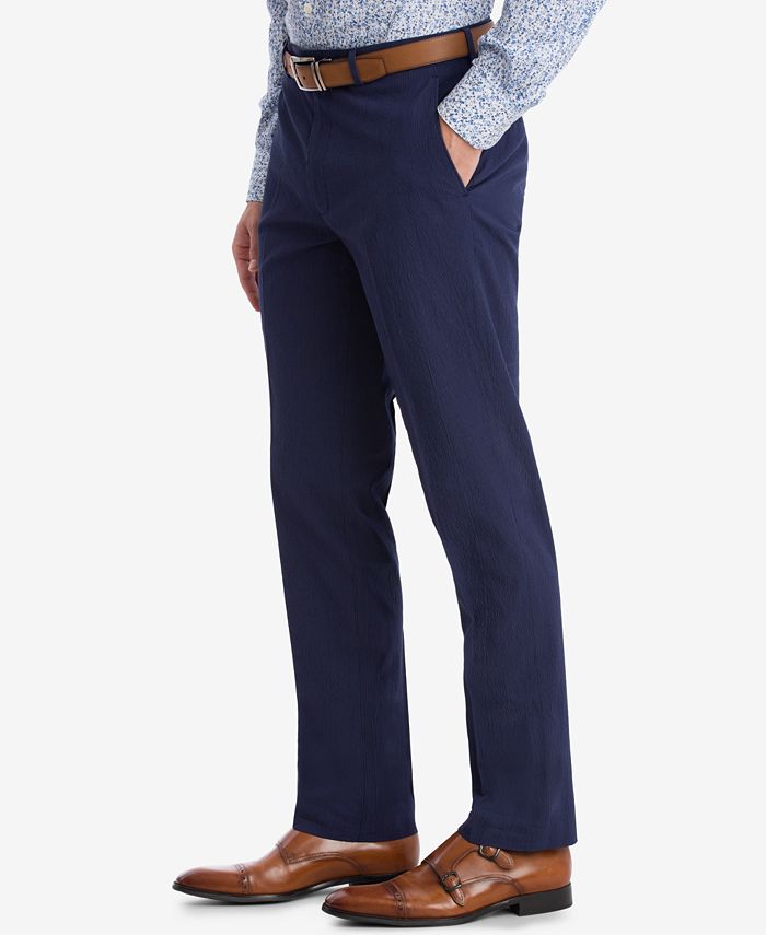 Mens Seersucker Stretch Pant Navy ~ Black