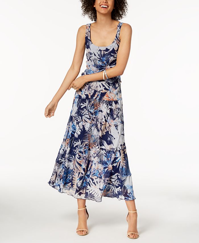 Nine West Floral Tiered Maxi Dress - Macy's