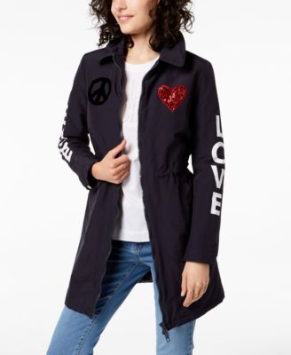 Love Moschino Appliqué Peace & Love Jacket - Macy's