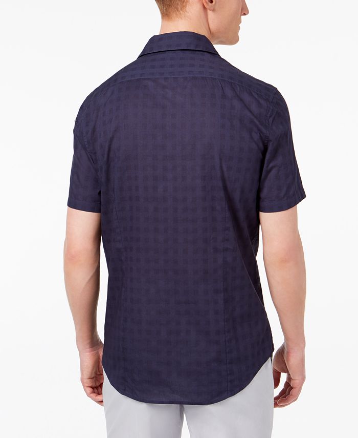 Michael Kors Men's Slim-Fit Textured Check Notch-Collar Pocket Shirt ...