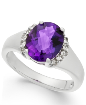 image of Amethyst (2-1/2 ct. t.w.) & Diamond (1/6 ct. t.w.) Ring in Sterling Silver