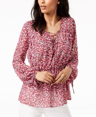 Michael Kors - Printed Lace-Up Top