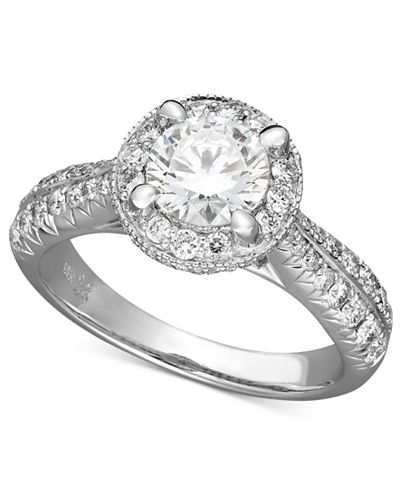 X3 Certified Diamond Engagement Ring in 18k White Gold (1-1/2 ct. t.w.)