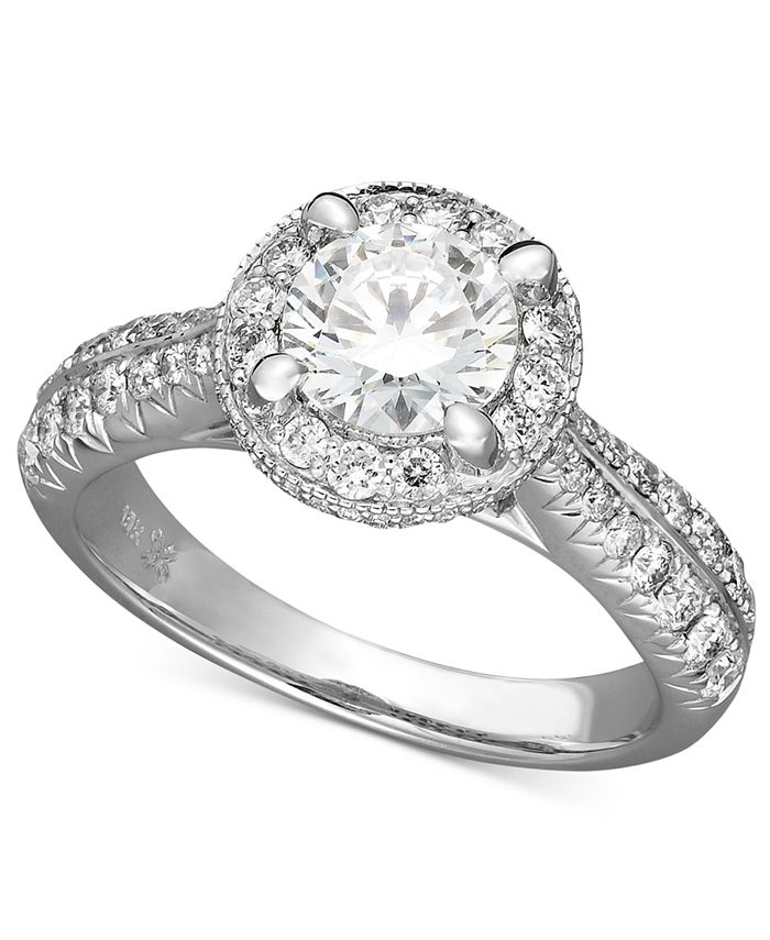 X3 Certified Diamond Engagement Ring in 18k White Gold 1 1 2 ct