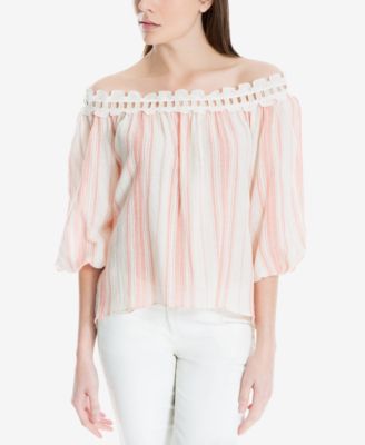 Max Studio London - Cotton Striped Off-The-Shoulder Top