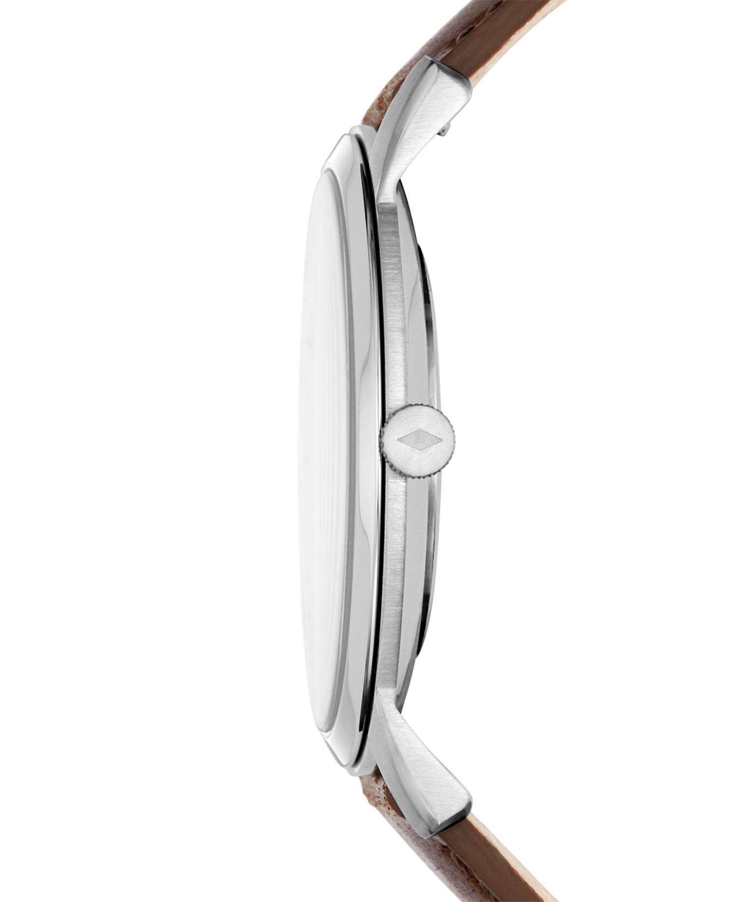 Men's Minimalist Brown Leather Strap Watch 44mm