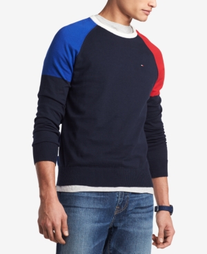 TOMMY HILFIGER MEN'S PERRY COLORBLOCKED RAGLAN-SLEEVE SWEATER, CREATED FOR MACY'S