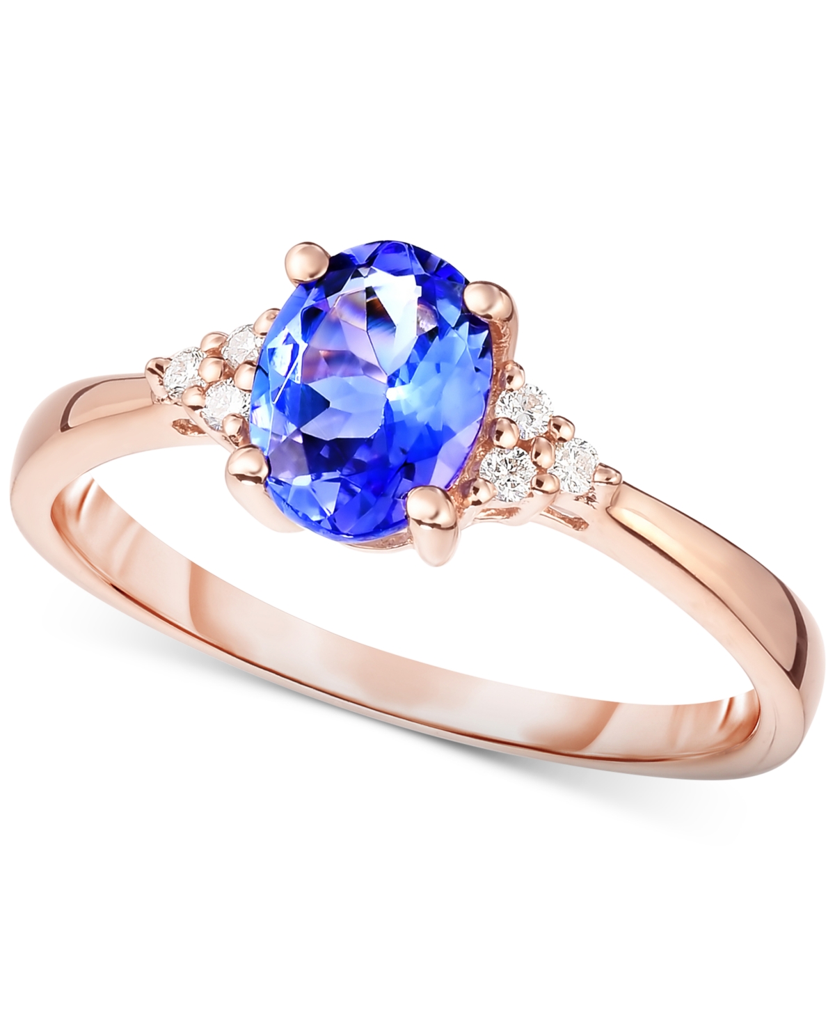 Sapphire (9/10 ct. t.w.) and Diamond Accent Ring in 14k White Gold (Also Available  Emerald and Ruby) - Tanzanite/Rose Gold