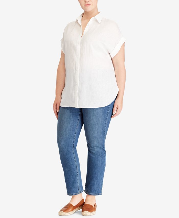 Lauren Ralph Lauren Plus Size Linen Shirt & Reviews - Tops - Plus Sizes ...