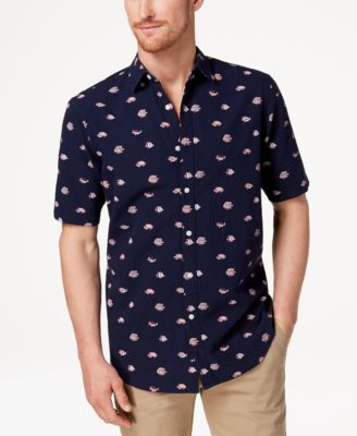 fish print button down shirt