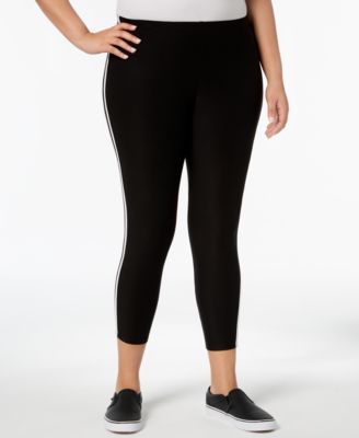 No Comment - Trendy Plus Size Side-Striped Leggings