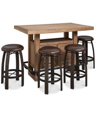 Furniture - Brewing Collection, 5-Pc.  Set (Storage Bar Table & 4 Whiskey Barrel Bar Stools)