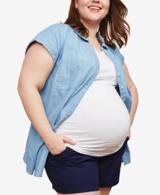 Motherhood Maternity - Plus Size Secret Fit Belly&reg; Poplin Maternity Shorts