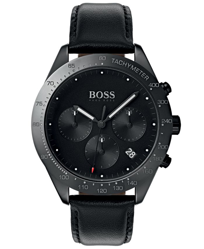 BOSS BOSS Hugo Boss Men's Chronograph Talent Black Leather Strap Watch ...