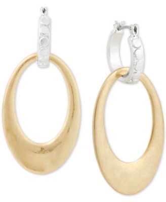 Lucky Brand - Two-Tone Interlocking Hoop Drop Earrings