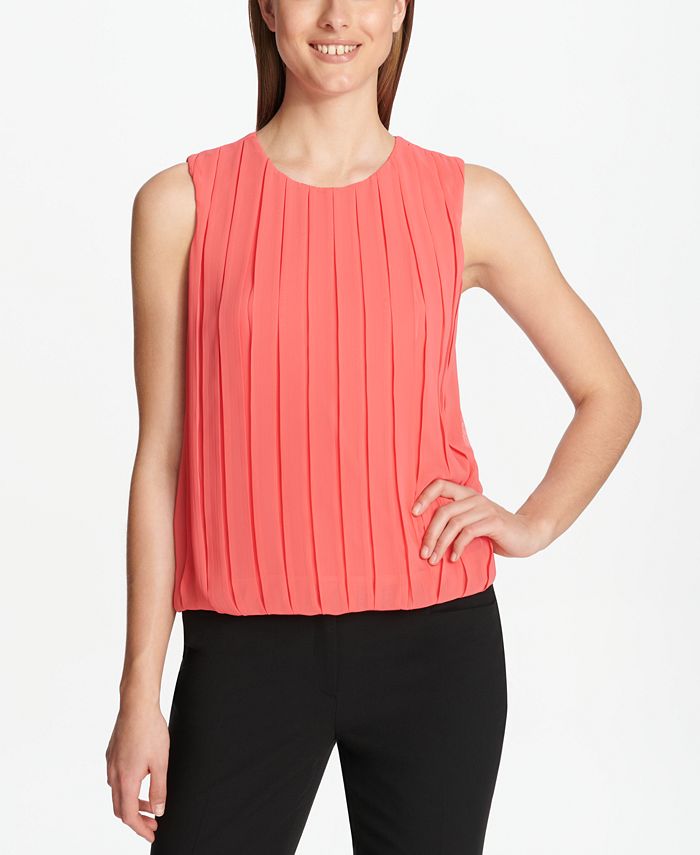 Calvin Klein Pleated-Front Bubble Shell & Reviews - Tops - Women - Macy's